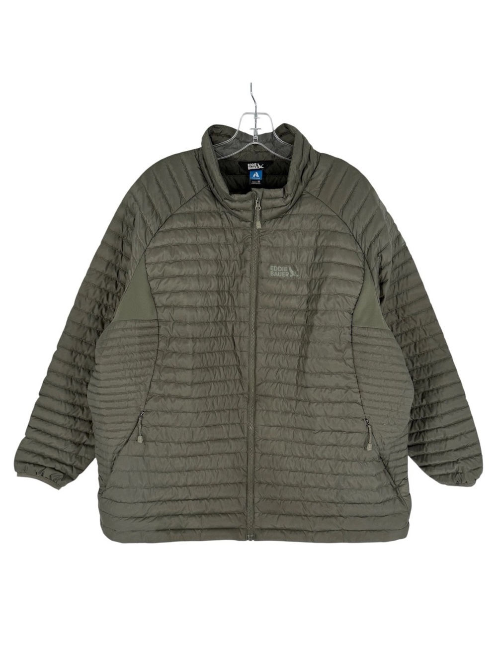 Eddie Bauer First Ascent Down Puffer Coat Womens Size 2X Olive Full Zip 800 Fill